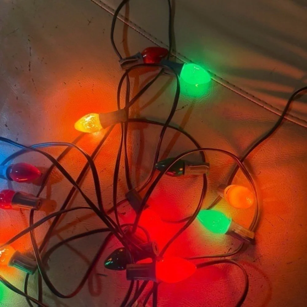 Vintage 80s 90s Colorful String Lights Color Christmas Strand Lighting Cord